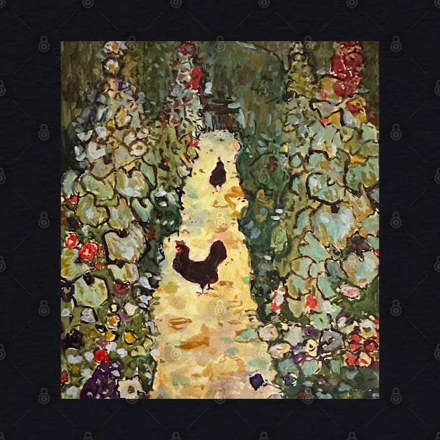 Garden Path with Hen after Klimt by Peaceful Pigments